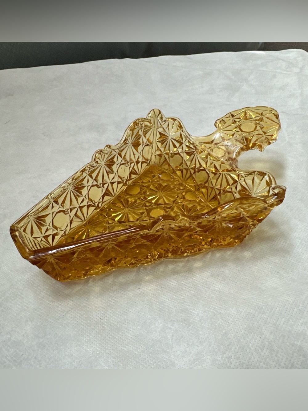 Amber Pressed Glass Decorative Dish